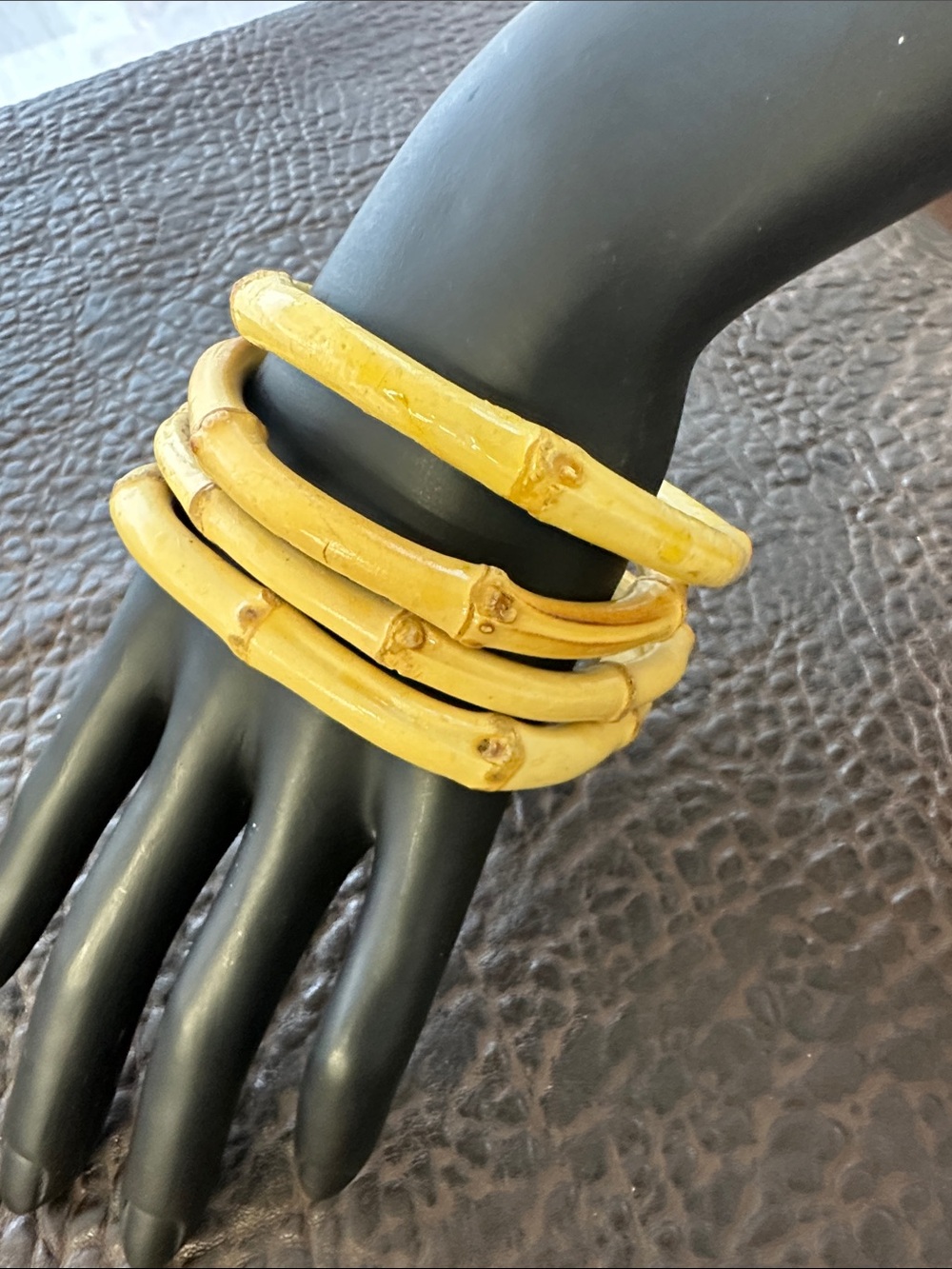 Yellow Bamboo-Style Women’s Bangle Bracelet Set